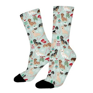 Dachshund Christmas Dog Women Printed Crew Socks Funny Funky Socks Soft Polyester Novelty Gifts for Artists Men - 1 of 1