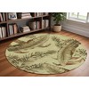 HomeRoots 8' Brown Green And Red Wool Tropical Botanical Hand Tufted Round Rug - 2 of 4