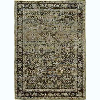 ‎Oriental Weavers Pasargad Home Andorra Collection Fabric Green/Brown Distressed Pattern- Living Room, Bedroom, Home Office Area Rug, 10' X 13' 2"