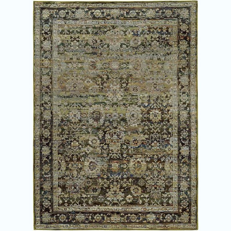 ‎Oriental Weavers Pasargad Home Andorra Collection Fabric Green/Brown Distressed Pattern- Living Room, Bedroom, Home Office Area Rug, 10' X 13' 2", 1 of 2