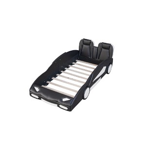 Bellemave Twin Size Car-shaped Bed Frame for Kids, Boys, Race Car Platform Bed with Wheels, Black - 1 of 4