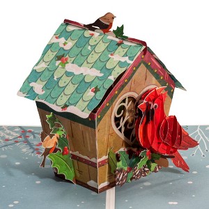 Paper Love 3D Love Bird House Pop Up Christmas Card, 100% Recycled and Eco-Friendly, 8" x 6" Cover - With Note Tag - 1 of 4