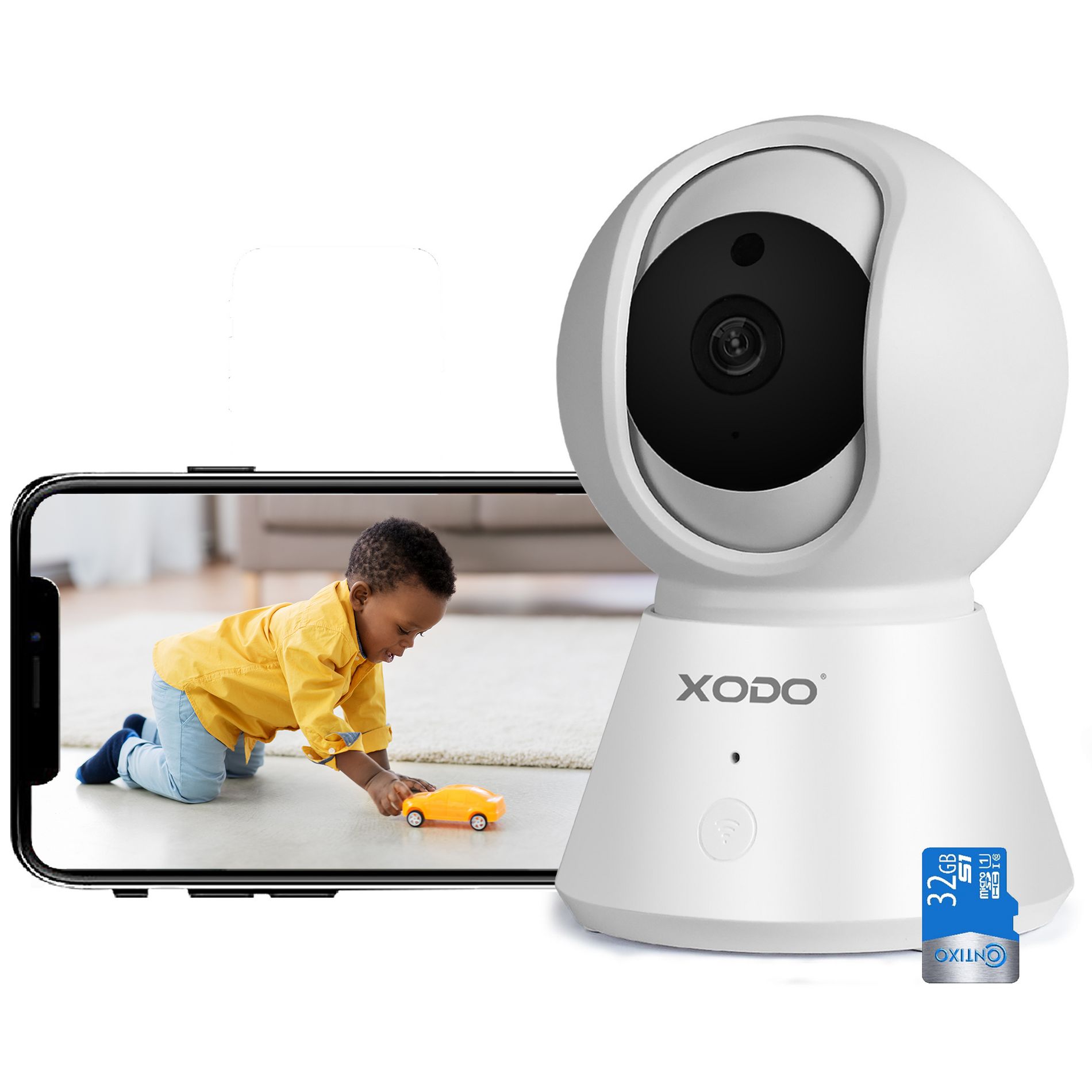 XODO E6 Wireless Security Camera 1080P HD Indoor WiFi Plug-in Cam with 32GB SD Card, Motion Detection, 2-Way Audio, Night Vision