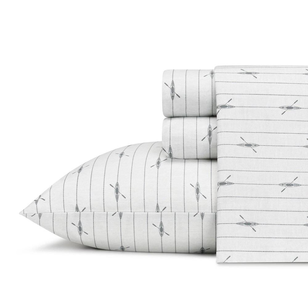 Photos - Bed Linen Eddie Bauer Twin XL Printed Pattern Sheet Set Gray Oars  