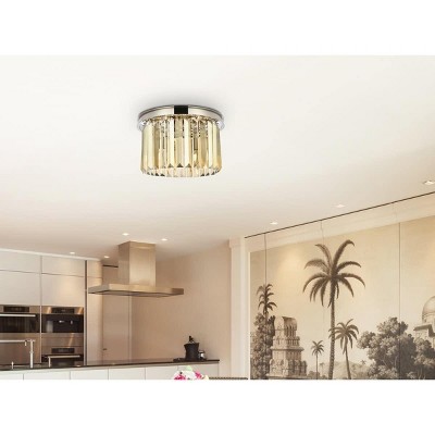 Sydney Polished Nickel Flush Mount with Golden Teak Royal Cut Crystal