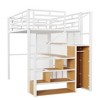YOOCOZZ Full Size Metal Loft Bed with Built-In Desk, Shelves, Storage Staircase, Grid Boards and Wardrobe - 3 of 4