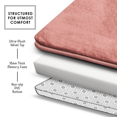Misty Rose Velvet Memory Foam 3-Piece Bath Rug Set