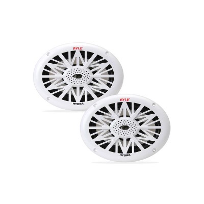 Pyle PLMR692 6 x 9 Inch 260 Watt Water Resistant Marine Outdoor Boat ATV Sound System Speakers w/ Removable Grill & Poly Carbon Cone, White (1 Pair)