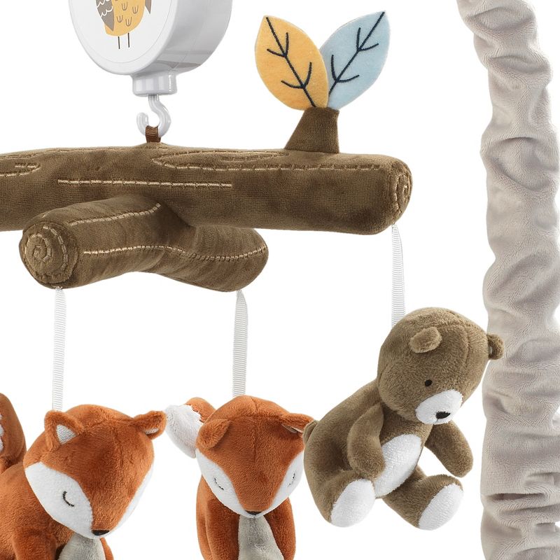 Lambs & Ivy Sierra Sky Brown Bear/Fox Musical Baby Crib Mobile Soother Toy, 2 of 6