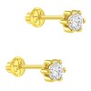 Baby Girls' 6 Prong CZ Solitaire Screw Back 14k Gold Earrings - Clear - In Season Jewelry - 2 of 4