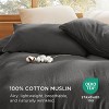 100% Muslin Cotton Duvet Cover Ultra-Soft Breathable & Lightweight Linen Like Gauze Comforter Cover Set with Button Closure and Corner Ties - 3 of 4