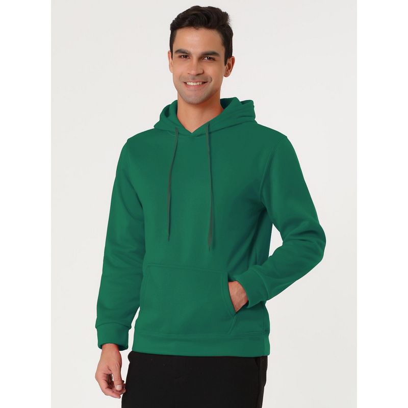 Lars Amadeus Men's Plush Lined Pullover Solid Long Sleeves Hooded Sweatshirts with Pocket, 3 of 7