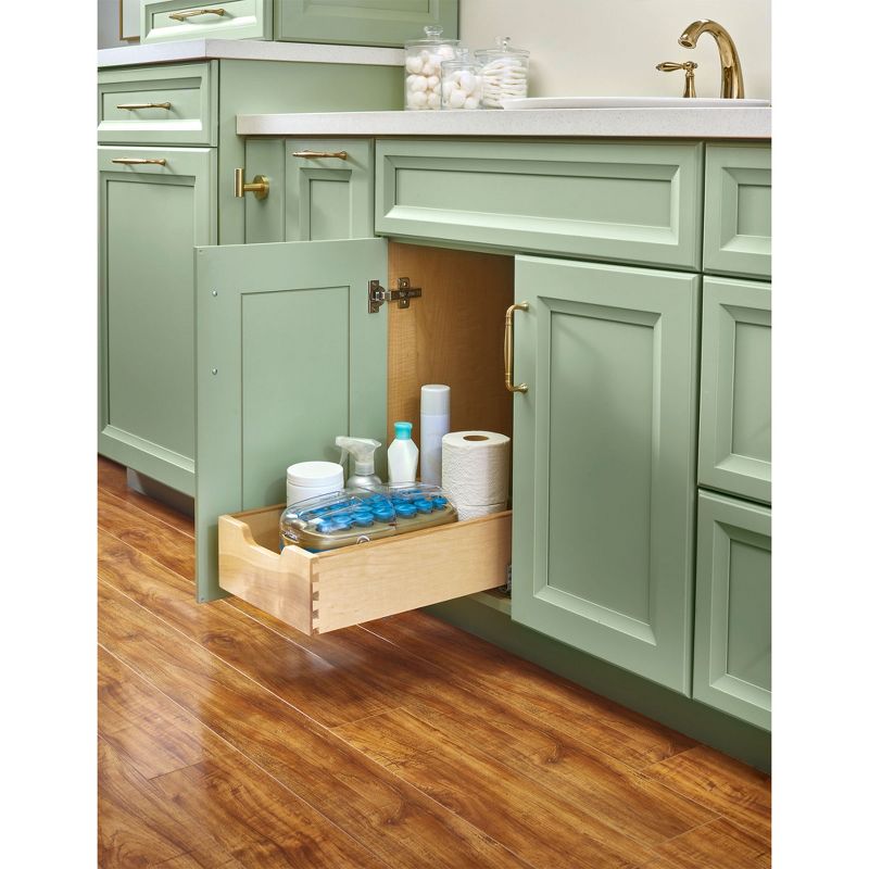 Rev-A-Shelf Single Wooden Drawer Pull Out Shelf Kitchen Storage Organizer with Soft Close Sides, 5 of 7