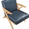 Faux Leather Upholstery Solid Rubberwood Accent Chair with Dacron Foam, Attached Cushions and Brown Finish Frame - 4 of 4
