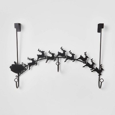 3-Hook Over the Door Santa & Reindeer Christmas Stocking Holder Matte Black - Wondershop™