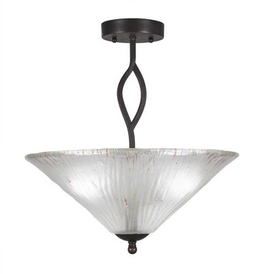 Toltec Lighting Revo 3 - Light Flush Mount in  Dark Granite with 16" Frosted Crystal Shade