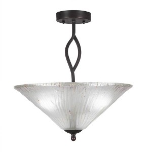 Toltec Lighting Revo 3 - Light Flush Mount in  Dark Granite with 16" Frosted Crystal Shade - 1 of 1