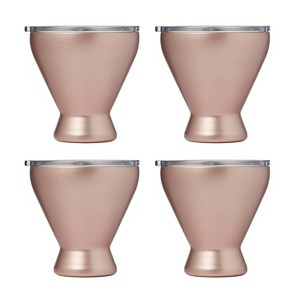 Cambridge Silversmiths Set of 4 11oz Cocktail Tumblers with Lids Brushed Pink: Stainless Steel, Dishwasher-Safe - 1 of 4