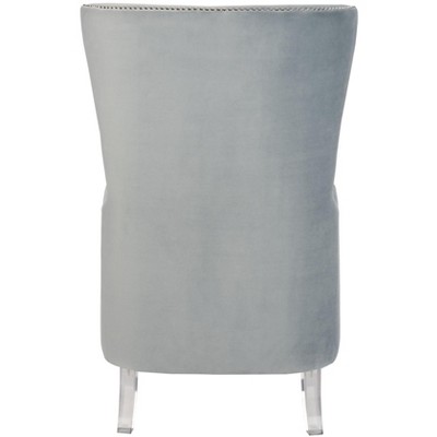 Light Silver Velvet Transitional Wingback Accent Chair