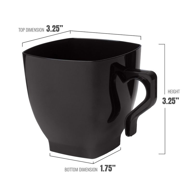 Smarty Had A Party 8 oz. Black Square Plastic Coffee Mugs, 4 of 8