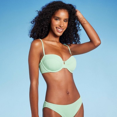 Women's Longline Keyhole Underwire Bikini Top - Shade & Shore Green 34DD 1  ct