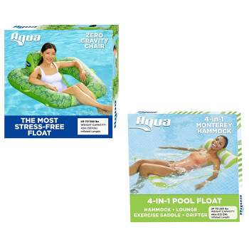 Aqua Leisure Comfortable Water 4-in-1 Swimming Pool Hammock Style Chair, Lime Green & Zero Gravity Float w/ Leg & Arm Rest, Green