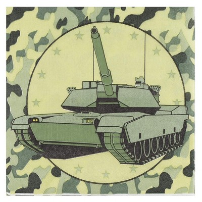 Blue Panda 150-Pack Disposable Paper Napkins Camo Tank for Kids Birthday Party Supplies 6.5"x6.5"