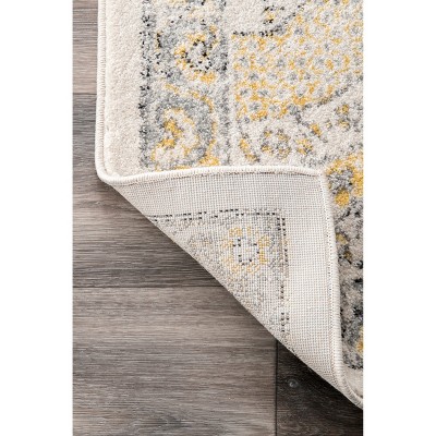 Elegant Vintage Gold Distressed Runner Rug, 2' 8" x 8'