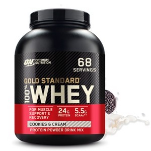 Optimum Nutrition, Gold Standard 100% Whey Protein Powder, Cookies & Cream, 4.6lb - 1 of 4