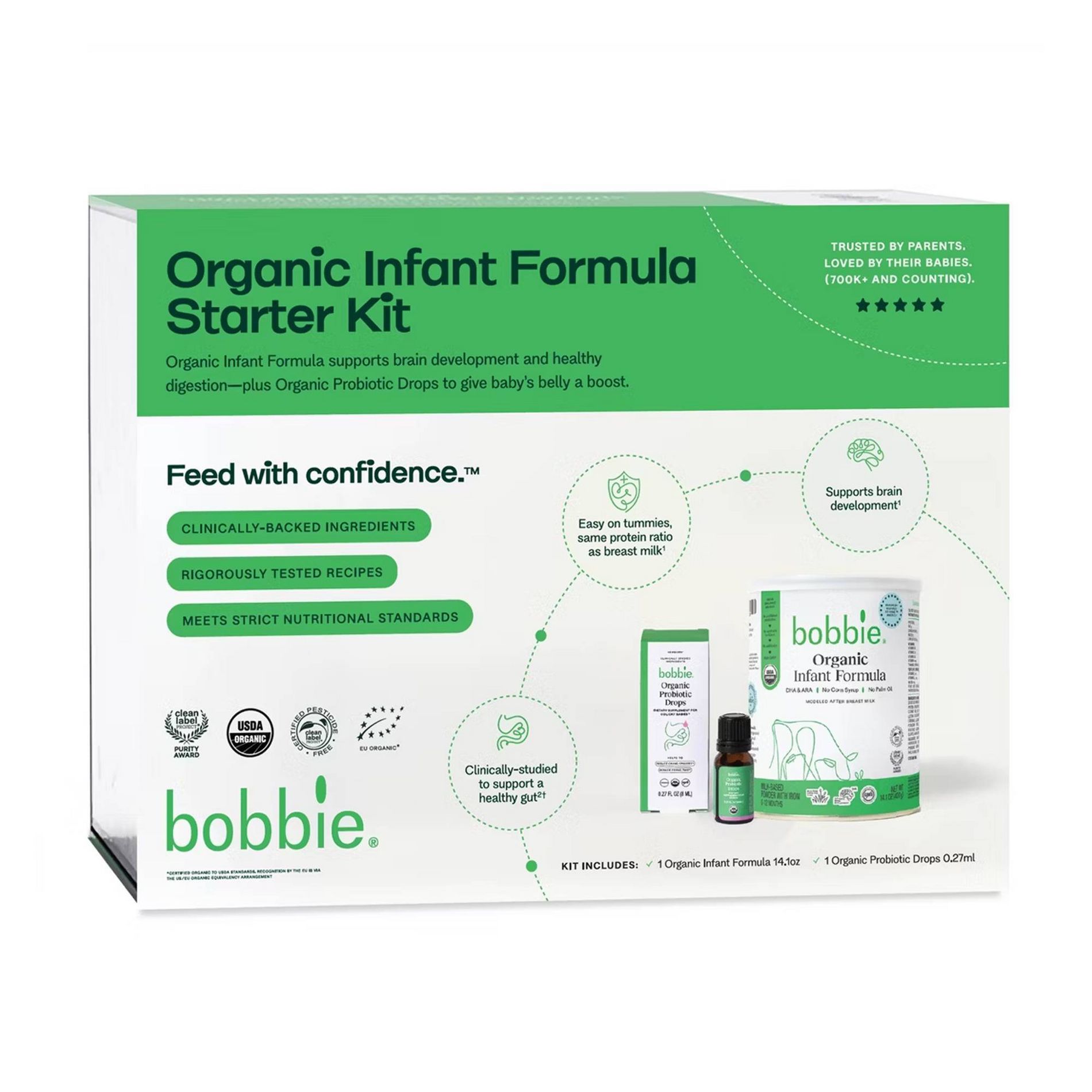 Bobbie Organic Infant Formula Starter Kit Routine + Probiotic - 14.1oz
