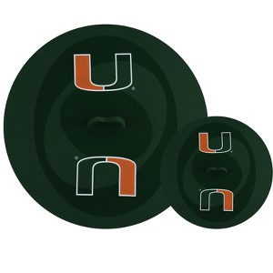 FanPans Team Logo Silicone Lid Set, 2 Pack - NCAA Miami Hurricanes - 1 of 3