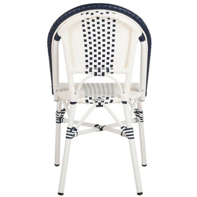 Zoya 18" Navy and White Wicker Side Chairs, Set of 2