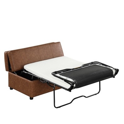 NicBex Ottoman Folding Bed Loveseat Sleeper Pull-Out Bed with Mattress Classic Style Space-Saving