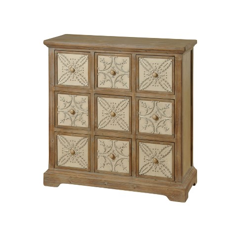 9 Drawer Apothecary Chest With Metal Panels Natural Stylecraft
