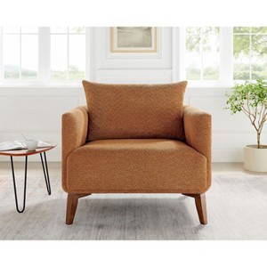 VANOMi 37'' Boucle Upholstered Armchair with Wood Legs - 1 of 4
