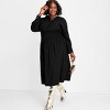 Women's Collared Long Sleeve Smocked Midi Shirtdress - Future Collective - 3 of 3