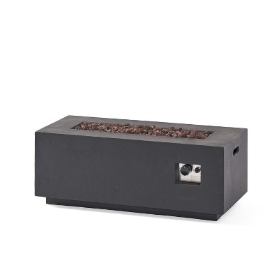 Dark Gray Lightweight Concrete Rectangular Fire Pit Table