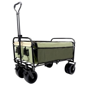 CAVINAS 440lbs Heavy-Duty Collapsible Foldable Folding Wagon Cart, Utility Wagon Cart with Strapping System, Shopping Cart for Camping, Sports, Olive - 1 of 4