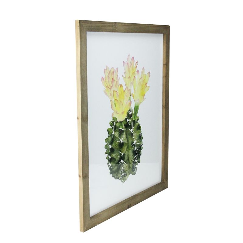 Raz Imports 24" Yellow and Green Cactus Wooden Framed Print Wall Art, 2 of 4