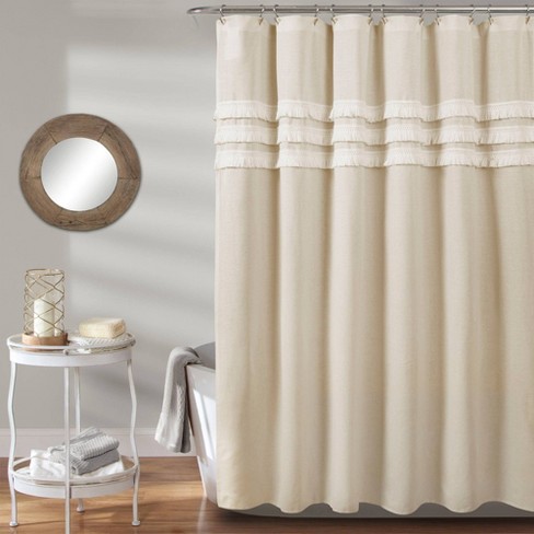 Boho Shower Curtains Cotton Linen Ultra Thick with Tassels and