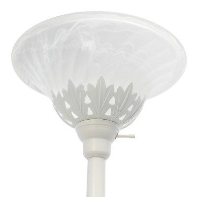 Elegant White Torchiere Floor Lamp with Adjustable Reading Lights
