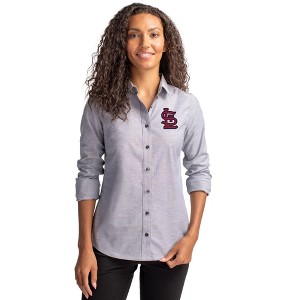 St Louis Cardinals Cutter & Buck Stretch Oxford Womens Long Sleeve Dress Shirt - 1 of 1