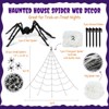 Wrapables 16ft Giant Triangular Spider Web Kit with Cobwebs and 5ft Large Spider + 20 Small Spiders, Indoor Outdoor Haunted House Halloween Decor - 2 of 4