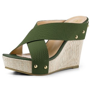 Allegra K Women's Open Toe Crisscross Straps Platform Slide Wedge Sandals - 1 of 4