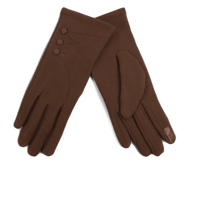 Women's Stylish Touch Screen Gloves with Button Accent & Fleece Lining
