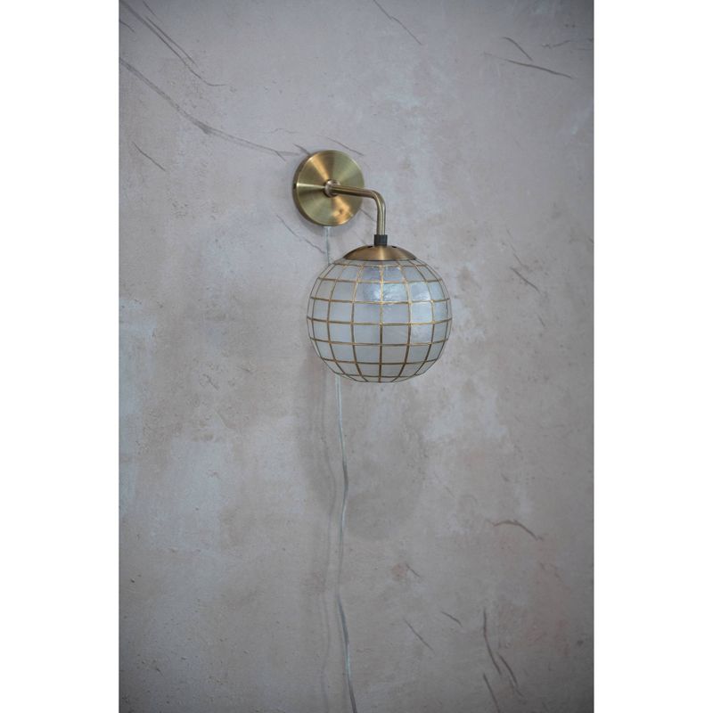 Storied Home Capiz and Metal Wall Sconce with Detail Brass, 4 of 11