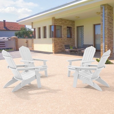 Sonkuki 4-Pack Folding Adirondack Chair Patio Outdoor Plastic Fire Pit Chair Weather Resistant for Lawn, deck and Backyard