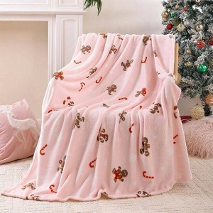 Pink Gingerbread Twin Throw Blanket, Soft Fuzzy Christmas Fleece, 60x80 Inches for Home Decor Gifts - 1 of 4