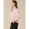 INSPIRE CHIC Women's Puff Long Sleeve Point Collar Vintage Button Work Satin Shirt - 4 of 4