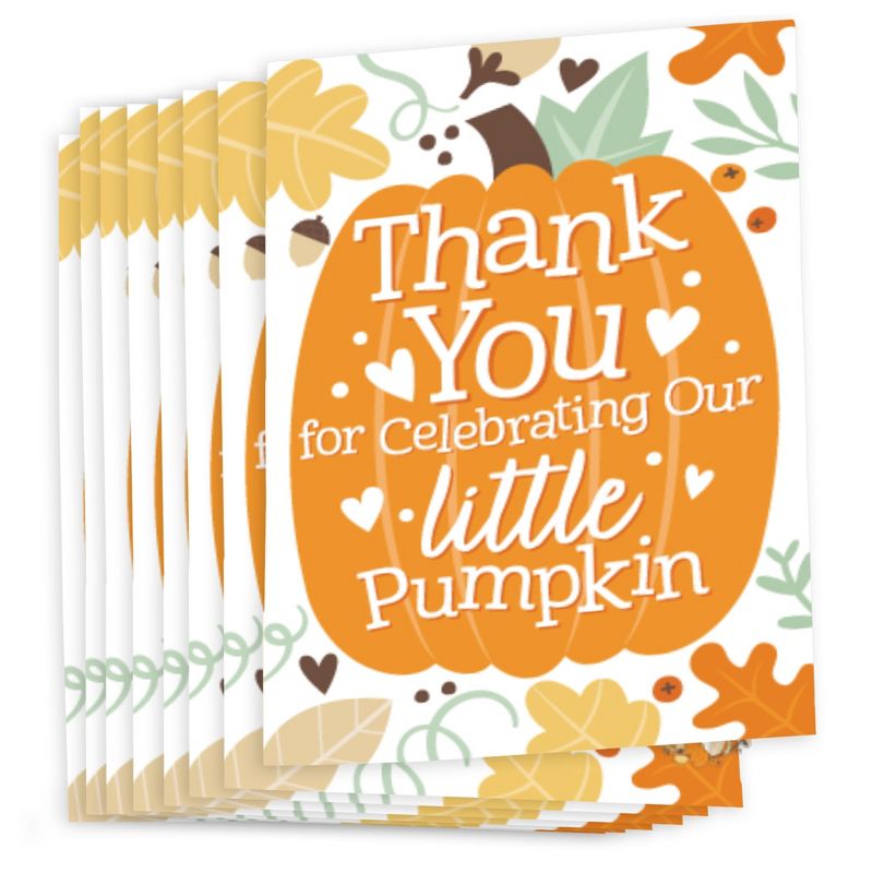 Big Dot of Happiness Little Pumpkin - Fall Birthday Party or Baby Shower Thank You Cards (8 count), 2 of 7